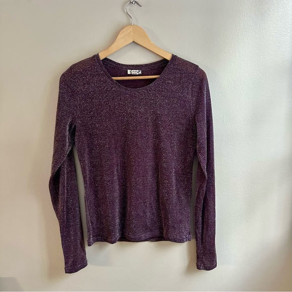 Free People Tops - Free People Intimately Mesh So Well Layering Metallic Shimmer Top Plum, Large